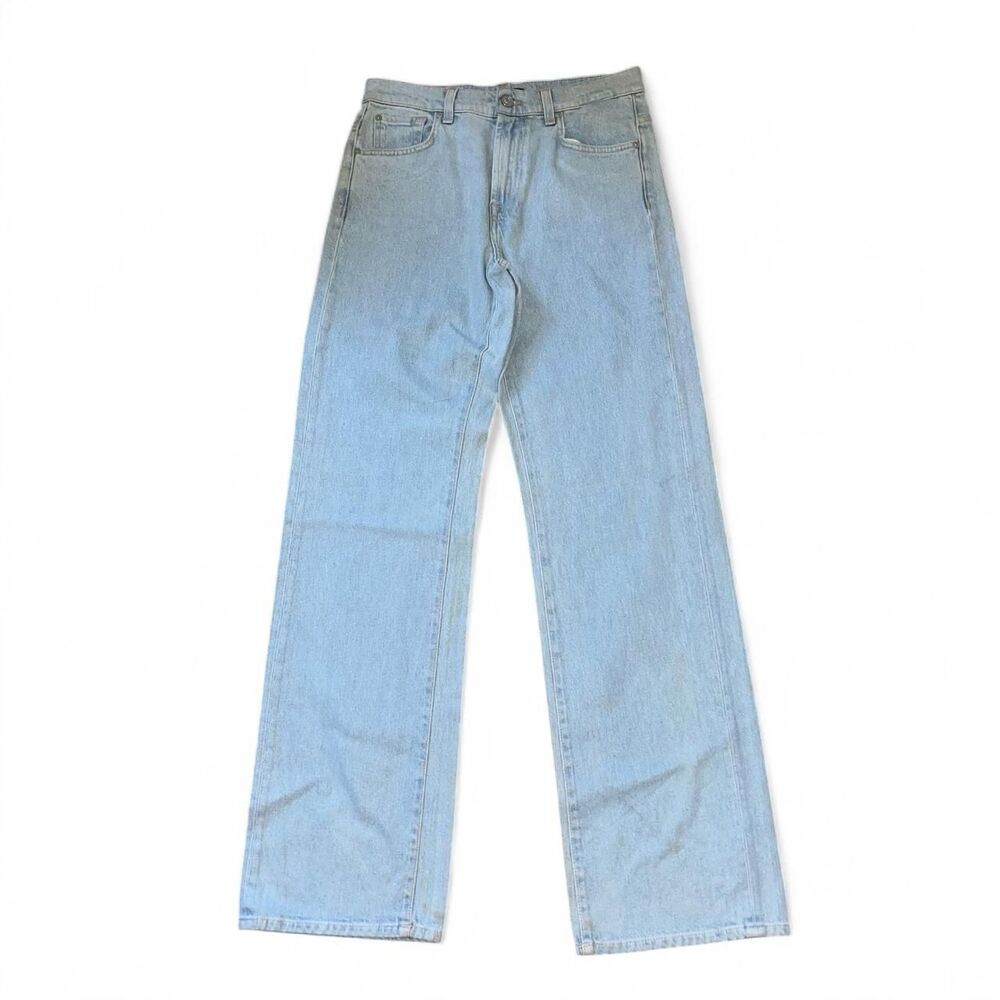 Seven for All Mankind Women’s Tess Trouser Wax Coated Blue Jeans SZ 29"